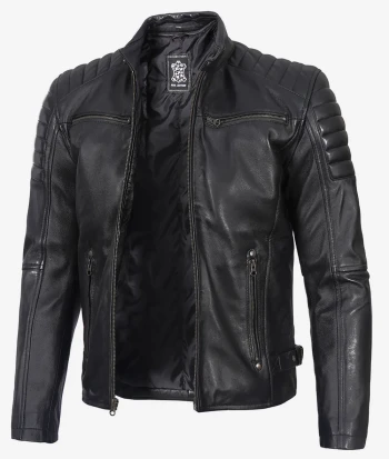 mens black leather jacket