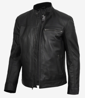 mens black leather biker jacket