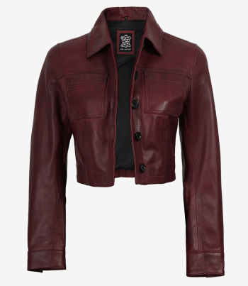 women cropped leather jacket