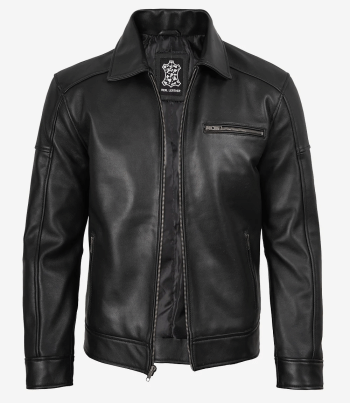 mens black leather jacket