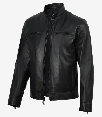 mens black leather biker jacket
