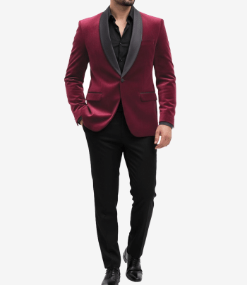 Mens elegant red velvet tuxedo