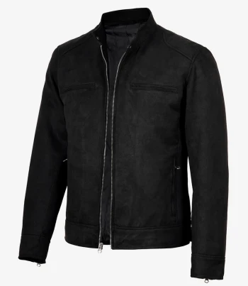 Men's black faux suede cafe racer