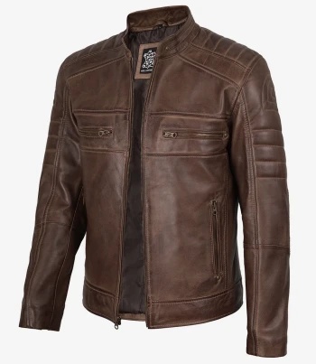 men coffee brown leather jacket