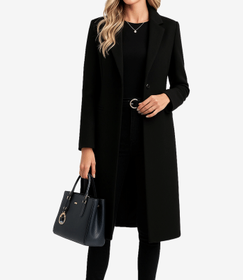 black single breasted wool coat