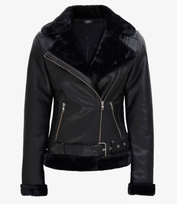 women black shearling leather jacket