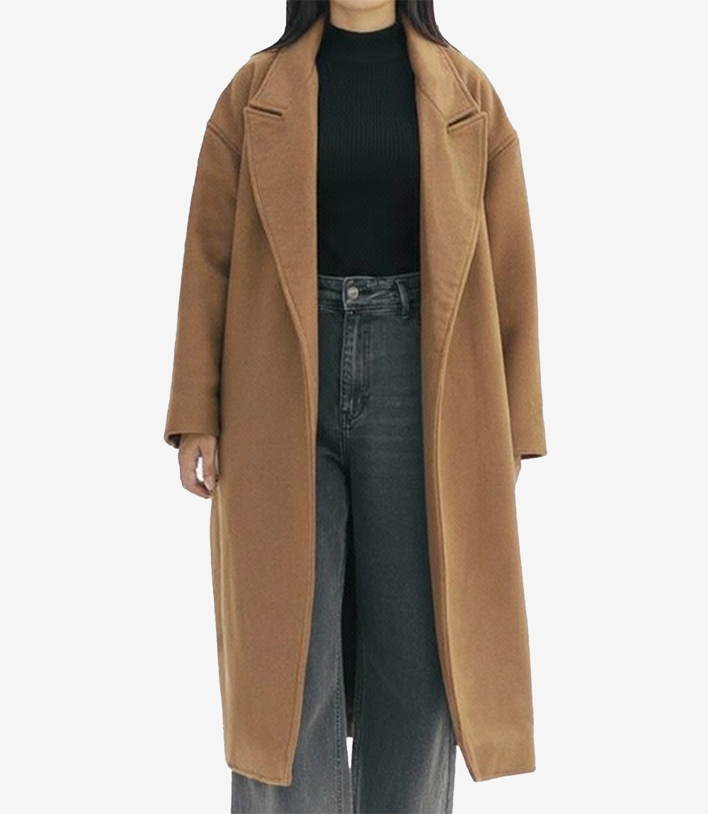 Women&rsquo;s Oversized Camel Long Wool Coat