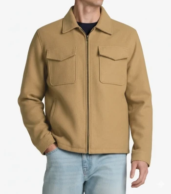 camel wool zipper jacket