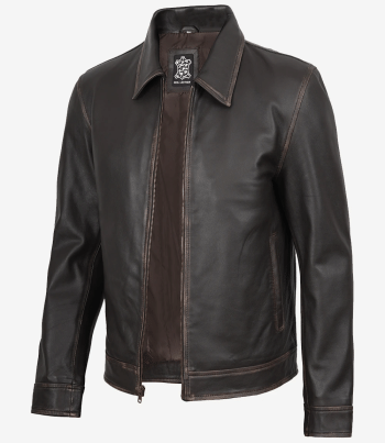 rugged brown leather jacket
