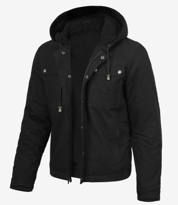 mens black hooded jacket