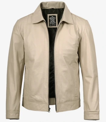 Beige Harrington Leather Jacket