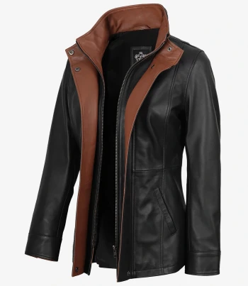 womens black leather jacket