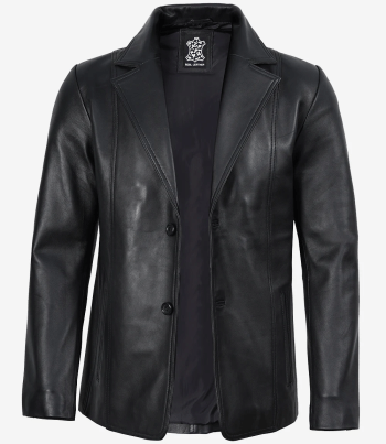 mens black leather blazer