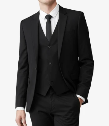 Mens tailored black suit 3 piece