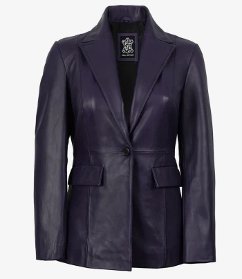 Womens peak lapel leather blazer