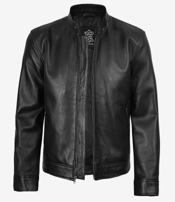 mens black leather jacket