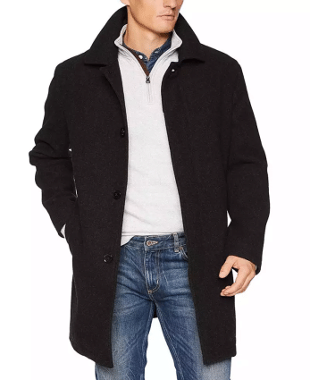 Long black Wool Coat Mens