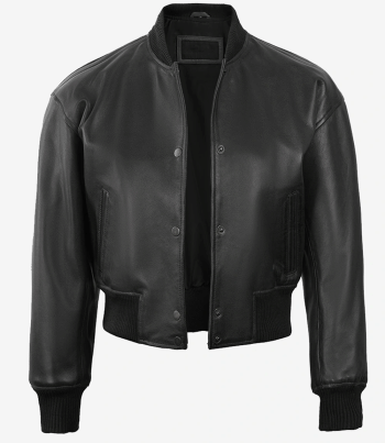 women black bomber leather jacket
