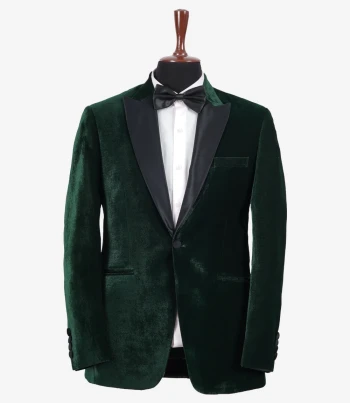 Mens Green Velvet Single Button Tuxedo