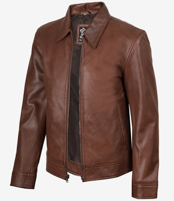 men cognac leather jacket
