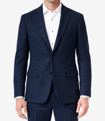 Mens Navy Blue Two Piece Wool Suit