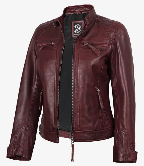 Massachusetts Maroon Leather Jacket F...