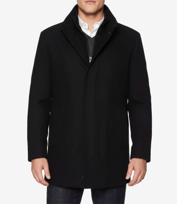 Mens black wool coat car style