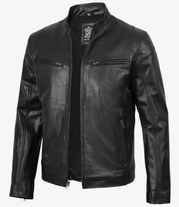 mens black cowhide leather jacket