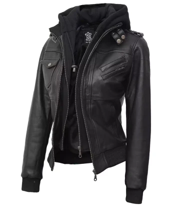 Womens Petite Bomber Jacket With Hood