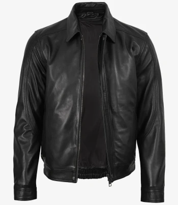 mens black bomber leather jacket