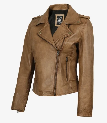 women yellow waxed leather jacket