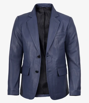 Men's navy blue leather blazer