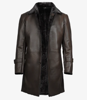 mens dark brown leather coat