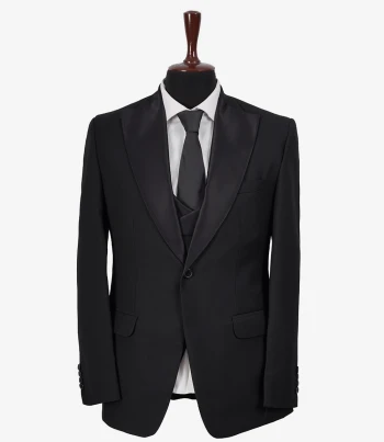 Mens Slim Fit 3 Piece Black Wedding Tuxedo