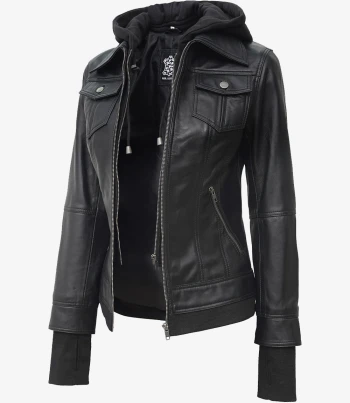women black bomber leather jacket
