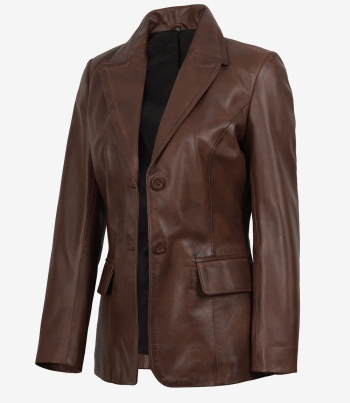 Womens two button cognac blazer