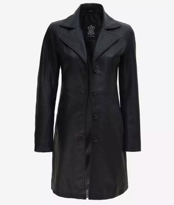 3/4 Length Leather Coat Women