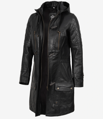 women black leather coat