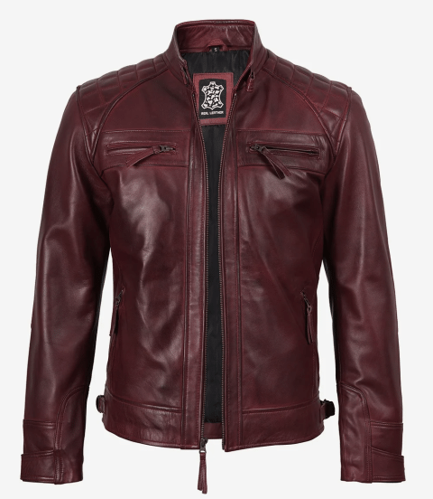 Massachusetts Maroon Leather Jacket F...