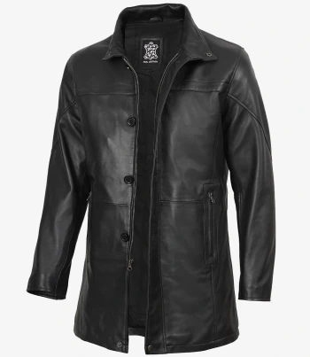men black leather coat