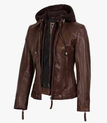women cognac leather jacket