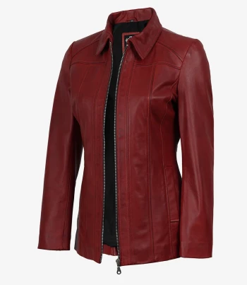 red leather coat