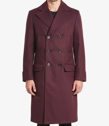 Luke men burgundy winter wool coat