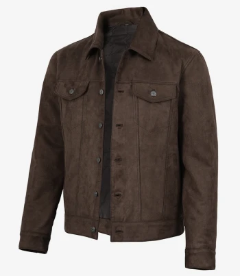 mens faux suede trucker jacket