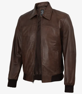 mens dark brown leather jacket