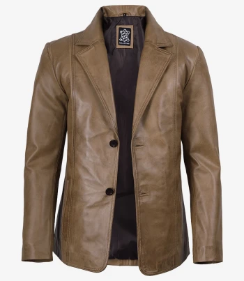 Men's camel wax leather blazer