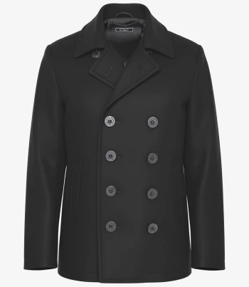 Black Gossett peacoat for men double breasted