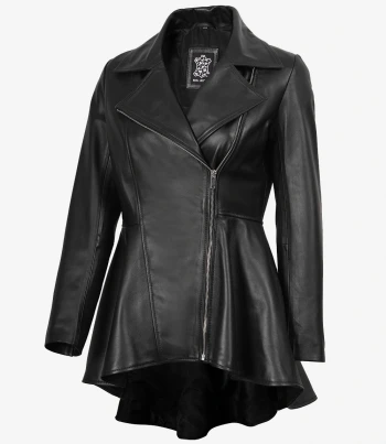 women black peplum leather jacket