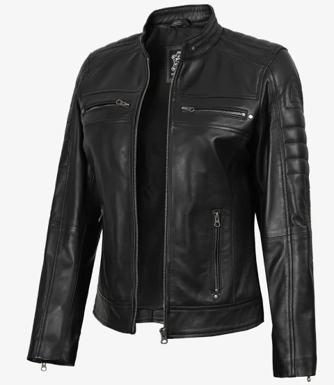 Austin Mens Lambskin Black Cafe Racer...