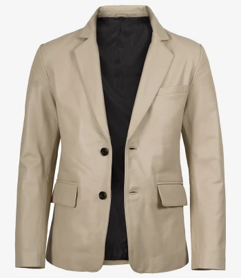 mens beige leather blazer